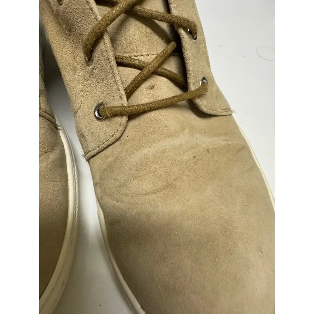 Susina Womens Ankle‎ Boots Sz 7.5 M Beige Suede Leather Lace Up Sneakers